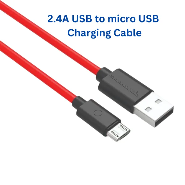 USB_To_Micro_USB_,_2.4A,__Charging_Cable,__Red_Color,_PVC_material,_1_Meter