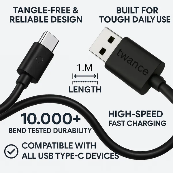 1_Meter_Pvc__Type_C_To_Usb_Fast_Charging_And_Data_Transfer_Cable
