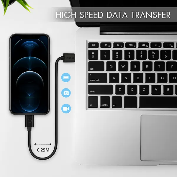 Type_C_To_USB,__0.25_Meter_PVC__Fast_Charging_And_Data_Transfer_Cable,_short_cable