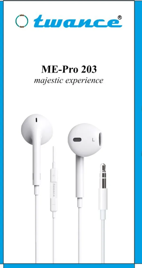 twance_Wired_Earphone_With_Aux_Connector_3.5Mm_Jack,_With_In_Built_Microphone_And_1.2_Meter_Longth_,_White_Color(ME_Pro-203)