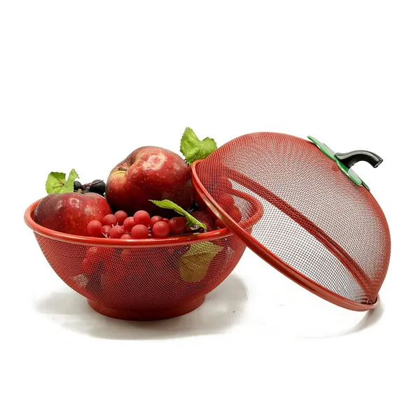 Red_Durable_Metal_Frame_Fruit_Storage_Basket