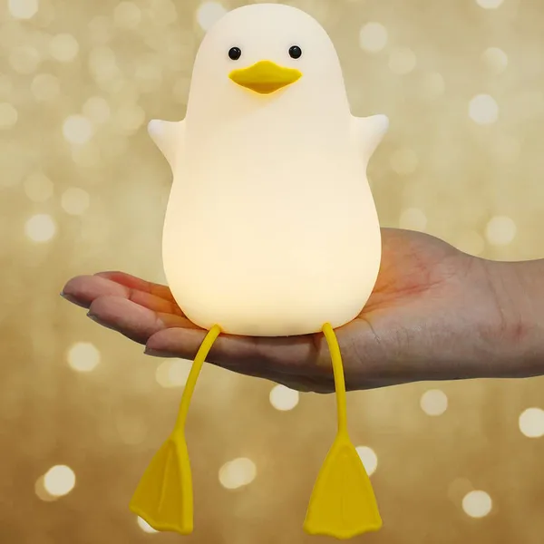 White_Silicone_Cute_Duck_Portable_&_Rechargeable_Led_Night_Lamp_(4.96_X_3.78_Inch)
