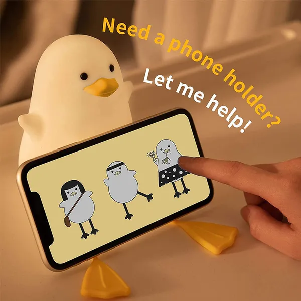 White_Silicone_Cute_Duck_Portable_&_Rechargeable_Led_Night_Lamp_(4.96_X_3.78_Inch)