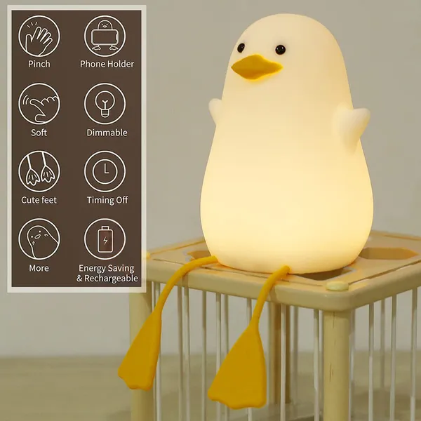 White_Silicone_Cute_Duck_Portable_&_Rechargeable_Led_Night_Lamp_(4.96_X_3.78_Inch)