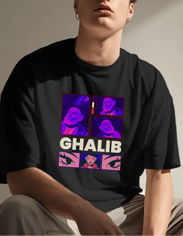 Black_Mirza_Ghalib_Unisex_Collage_Tee_|_Soft_And_Breathable