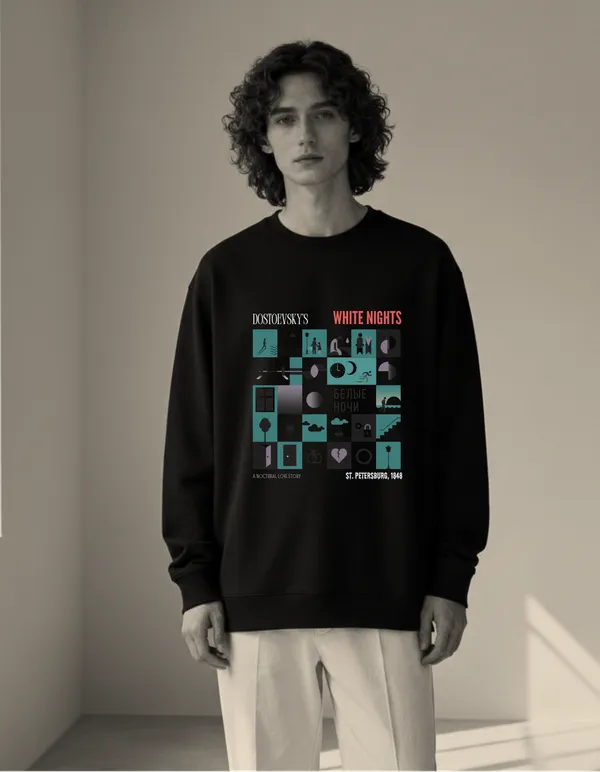 Dostoevsky's_WHITE_NIGHTS_Grid_Limited_Edition_Sweatshirt|_Soft_And_Breathable_Pure_Cotton
