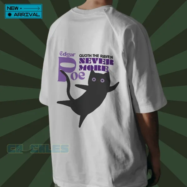White_Poe_"Nevermore"_Cat_T-shirts_|_Soft_And_Breathable