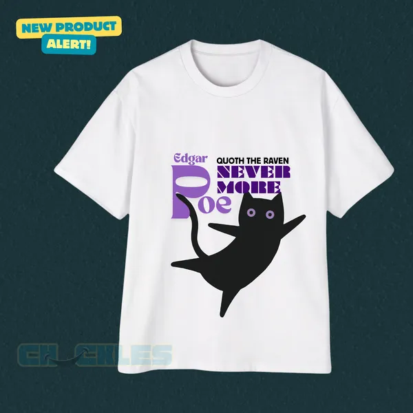 White_Poe_"Nevermore"_Cat_T-shirts_|_Soft_And_Breathable