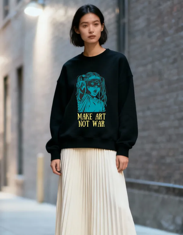 Make_Art_Not_War_Premium_Sweatshirt_The_Self_Tee_|_Soft_And_Breathable_Pure_Cotton