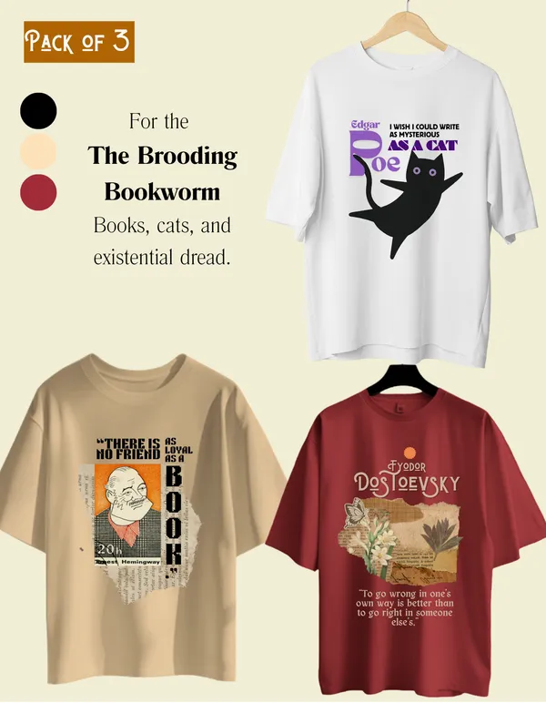 Oversized_The_Brooding_Bookworm_Pack_of_3_Limited_Edition_Tees_|_Soft_And_Breathable_180_GSM