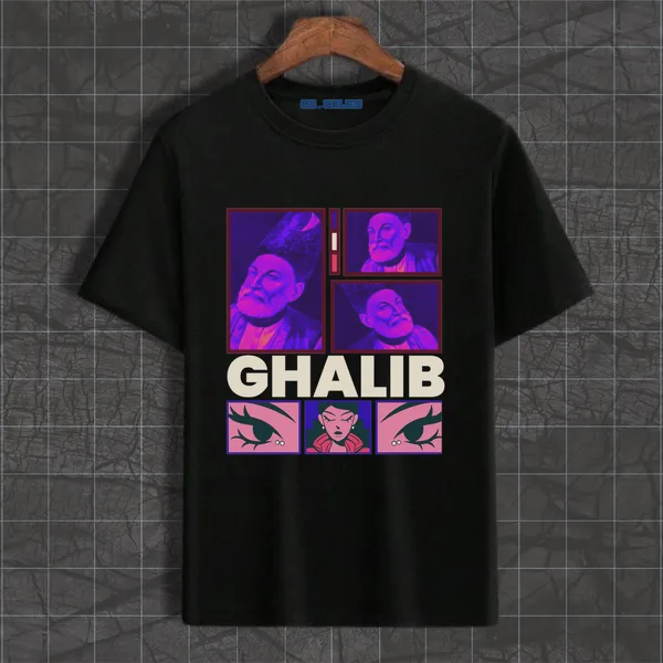 Black_Mirza_Ghalib_Unisex_Collage_Tee_|_Soft_And_Breathable