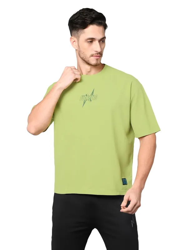 Green__Solid_Oversized_Round_Neck_Comfort_T-_Shirt