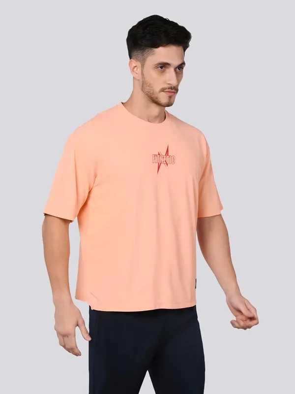 Peach__Solid_Oversized_Round_Neck_Comfort_T-_Shirt