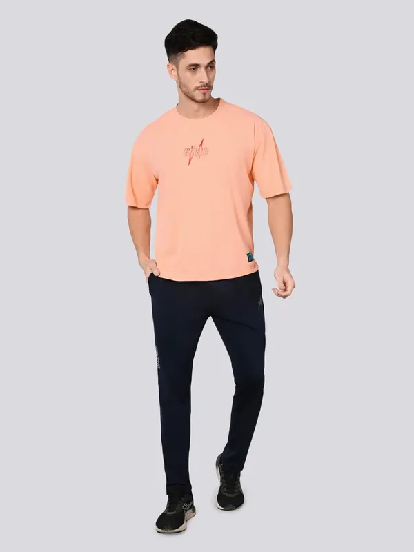 Peach__Solid_Oversized_Round_Neck_Comfort_T-_Shirt