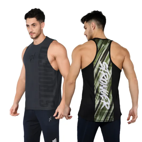 Pack_of_2_GREY_TANK_and_GREEN_BLACK_STRINGER_Stronger_Solid_Regular_for_Men
