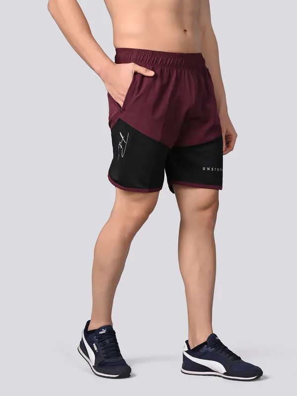 Unstoppable_Maroon_DualTone_Shorts