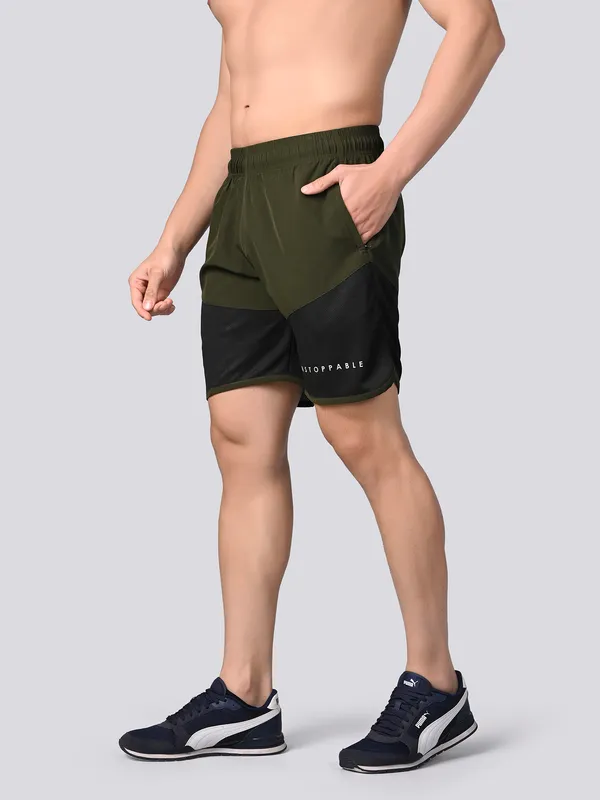 Unstoppable_OliveGreen_DualTone_Shorts
