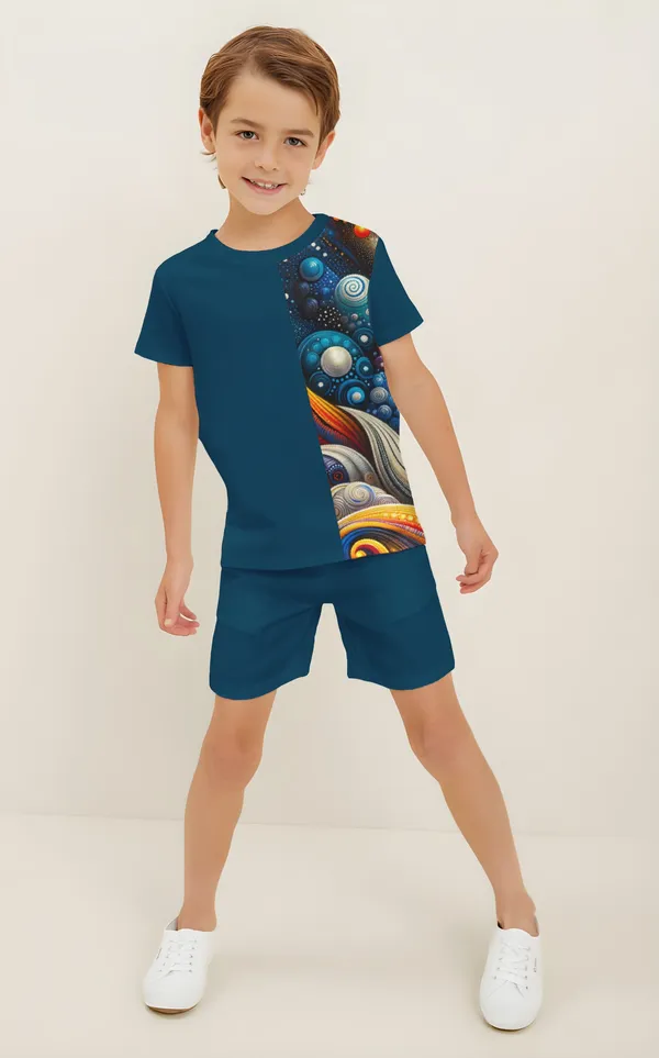 Blue_Moti_Printed_T-shirt_&_Short_Set_For_Kids