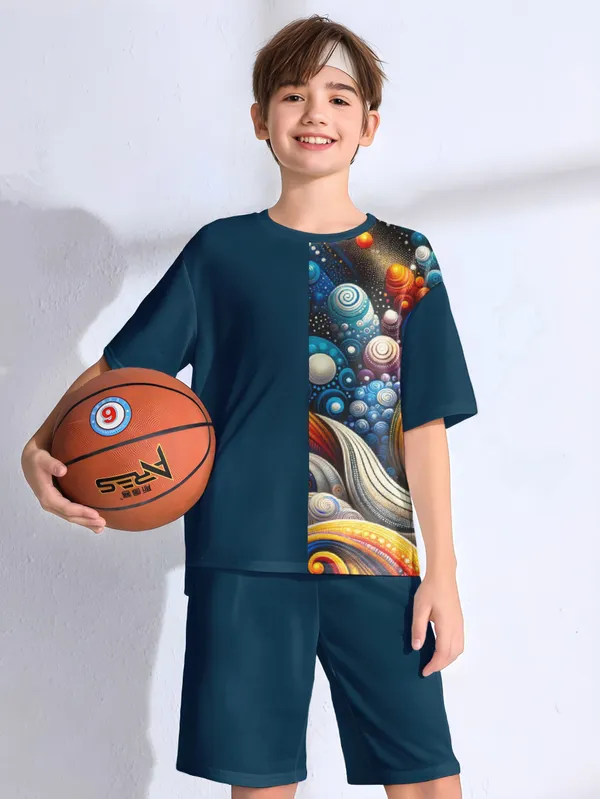 Blue_Moti_Printed_T-shirt_&_Short_Set_For_Kids