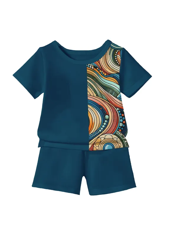 Blue_Rembo_Printed_T-shirt_&_Short_Set_For_Kids