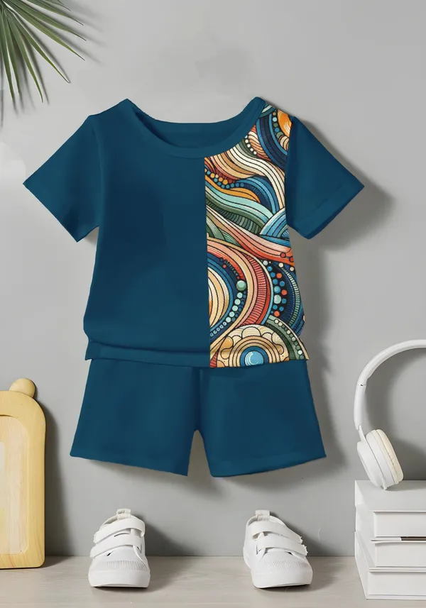 Blue_Rembo_Printed_T-shirt_&_Short_Set_For_Kids