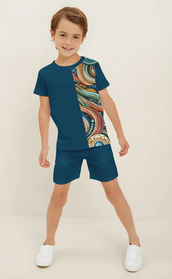 Blue_Rembo_Printed_T-shirt_&_Short_Set_For_Kids