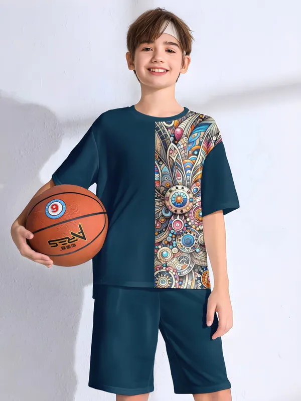 Blue_Printed_T-shirt_&_Short_Set_For_Kids