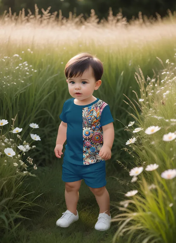 Blue_Printed_T-shirt_&_Short_Set_For_Kids