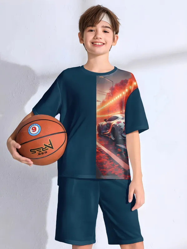 Blue_Car_Printed_T-shirt_&_Short_Set_For_Kids