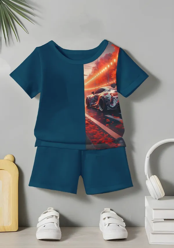 Blue_Car_Printed_T-shirt_&_Short_Set_For_Kids