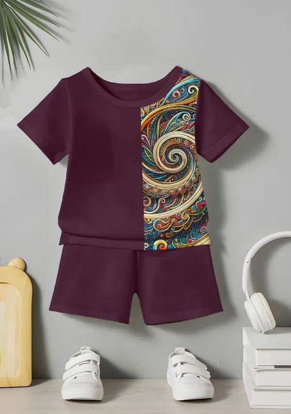 Wine_Printed_T-shirt_&_Short_Set_For_Kids
