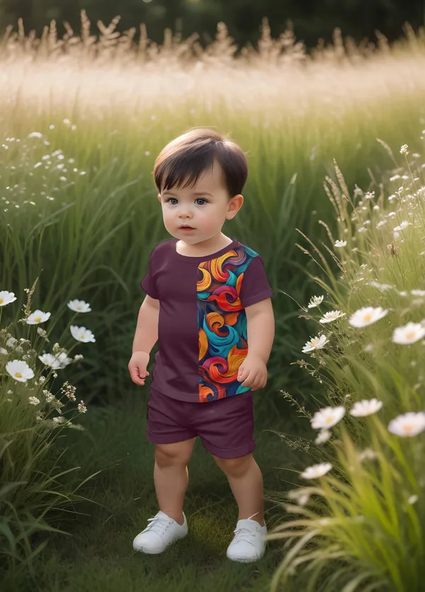 Wine_Abstract_Printed_T-shirt_&_Short_Set_For_Kids