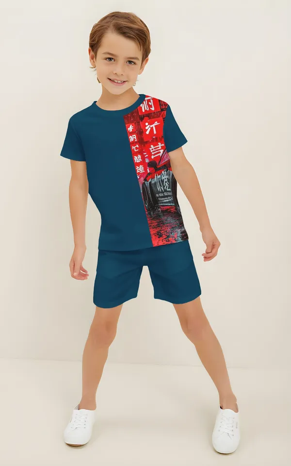 Blue_Printed_T-shirt_&_Short_Set_For_Kids