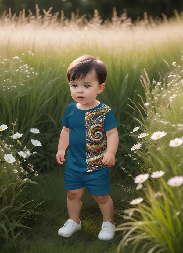Blue_Abstract_Printed_T-shirt_&_Short_Set_For_Kids