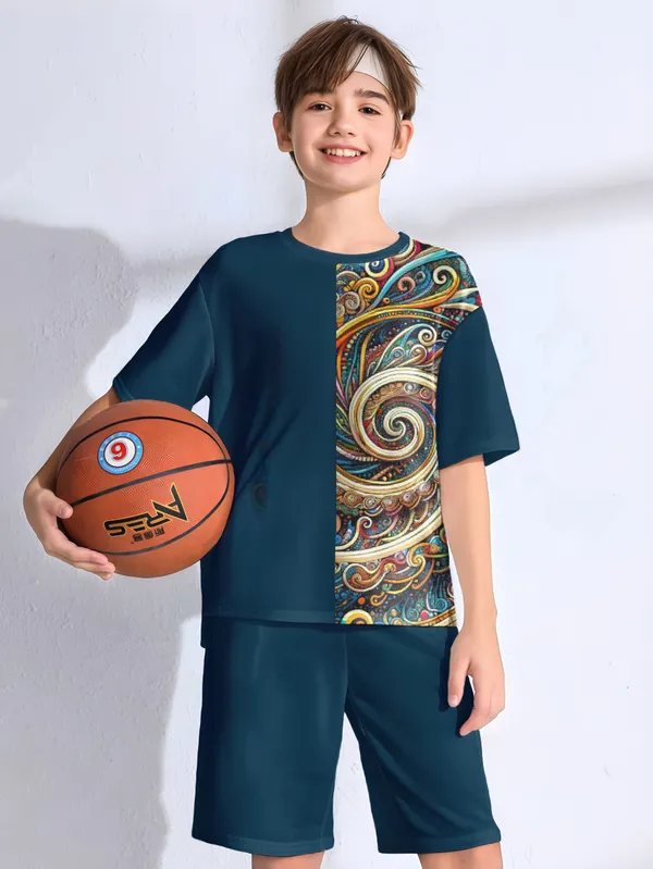 Blue_Abstract_Printed_T-shirt_&_Short_Set_For_Kids