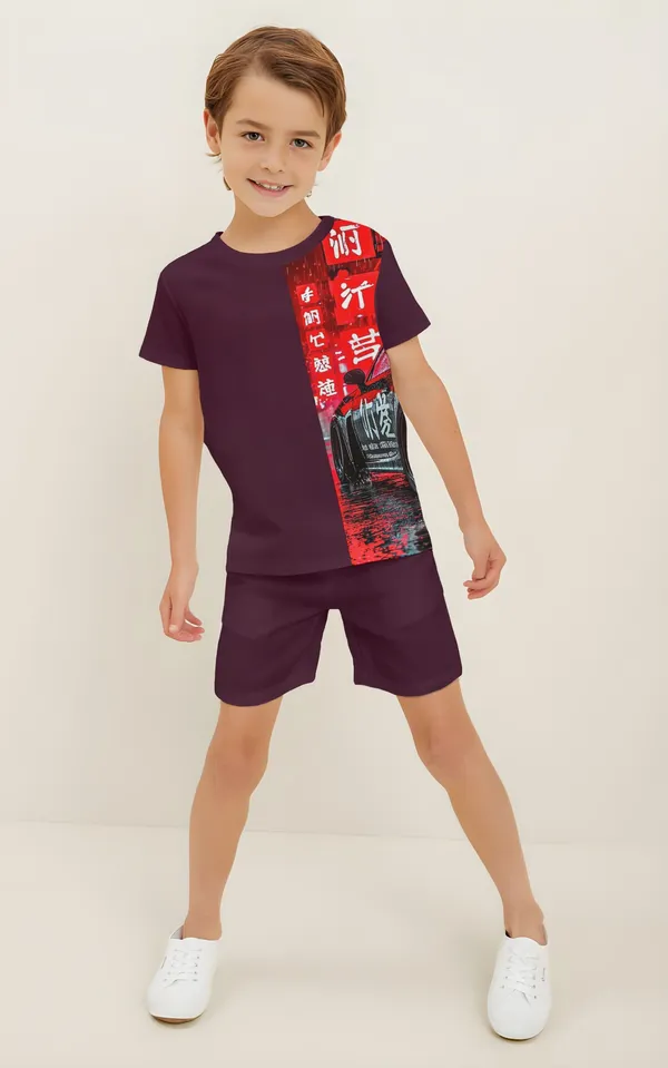 Wine_Printed_T-shirt_&_Short_Set_For_Kids