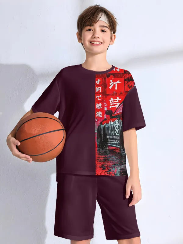 Wine_Printed_T-shirt_&_Short_Set_For_Kids