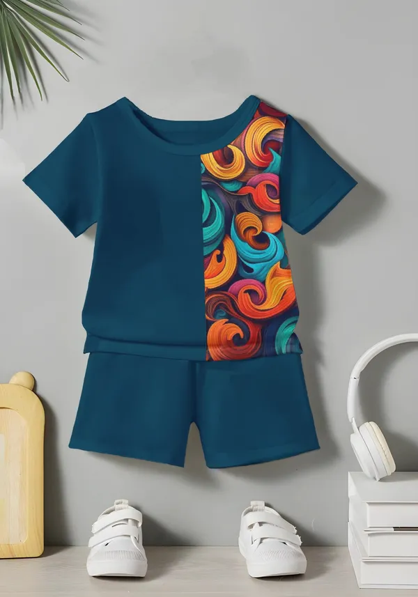 Blue_Printed_T-shirt_&_Short_Set_For_Kids