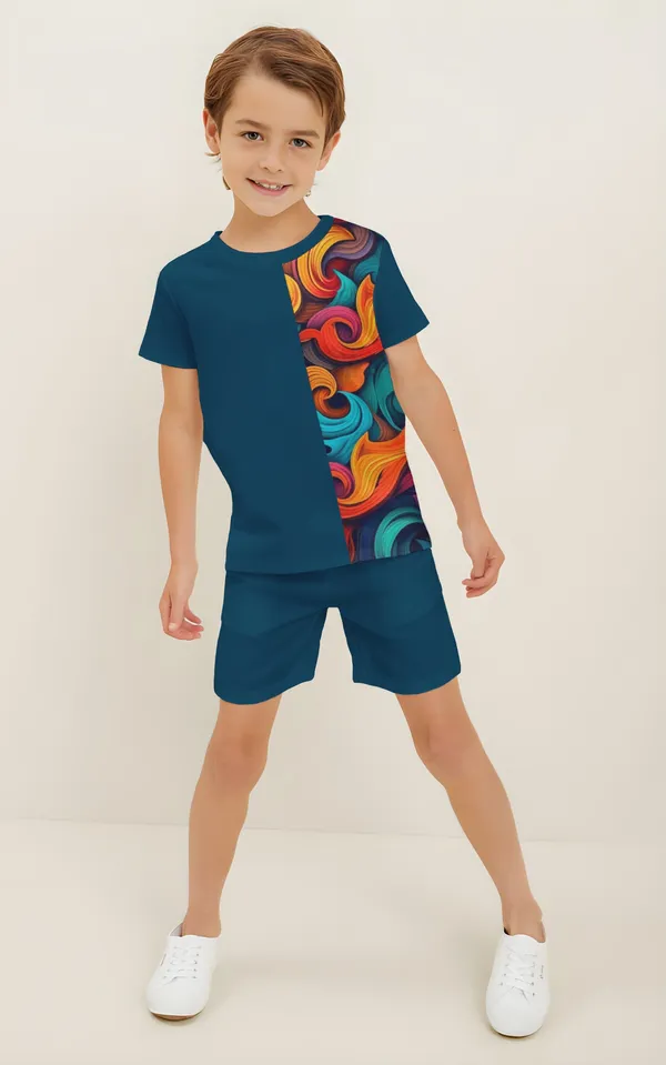 Blue_Printed_T-shirt_&_Short_Set_For_Kids