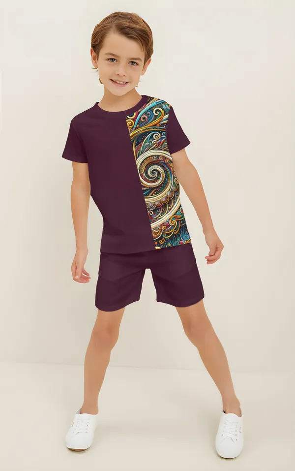 Wine_Printed_T-shirt_&_Short_Set_For_Kids