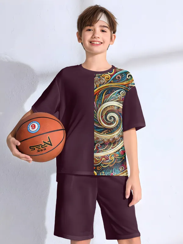 Wine_Printed_T-shirt_&_Short_Set_For_Kids