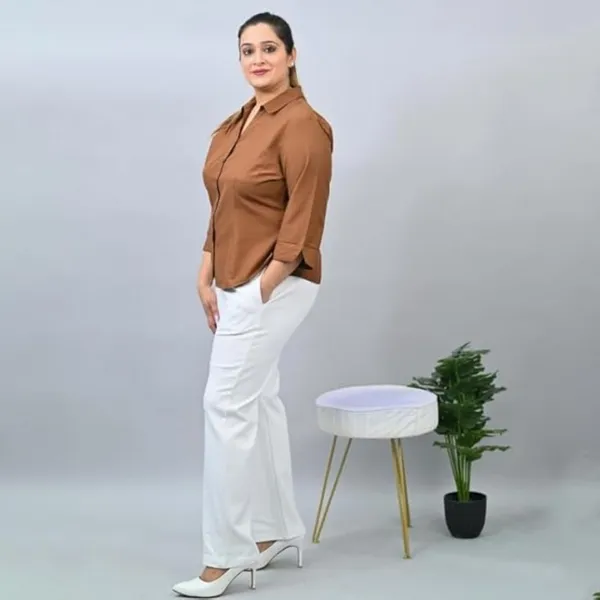 White_Plus_Size_Polycotton_Solid_Casual_Comfort_Fit_Casual_Trousers_For_Women