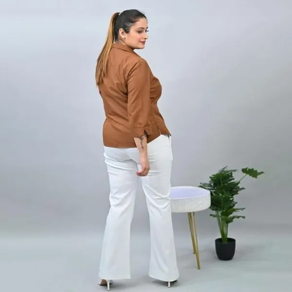 White_Plus_Size_Polycotton_Solid_Casual_Comfort_Fit_Casual_Trousers_For_Women