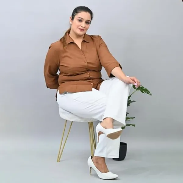 White_Plus_Size_Polycotton_Solid_Casual_Comfort_Fit_Casual_Trousers_For_Women