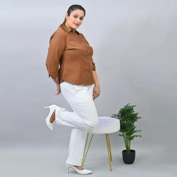 White_Plus_Size_cotton_blend_Solid_Casual_Regular_Fit_Palazzos_For_Women