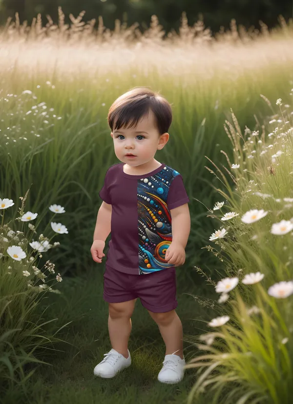 Wine_Moti_Printed_T-shirt_&_Short_Set_For_Kids