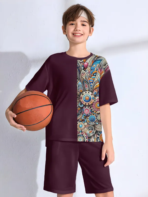 Wine_Printed_T-shirt_&_Short_Set_For_Kids