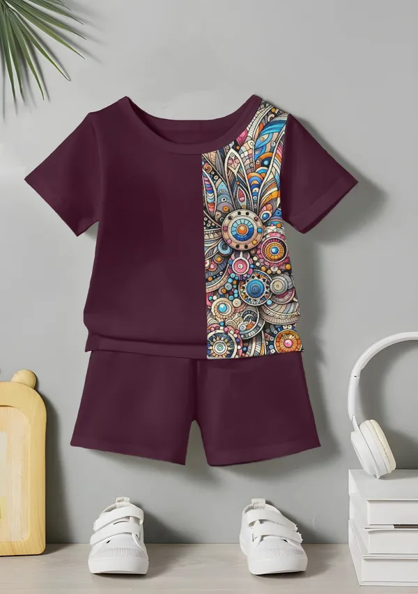 Wine_Printed_T-shirt_&_Short_Set_For_Kids