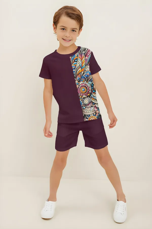 Wine_Printed_T-shirt_&_Short_Set_For_Kids