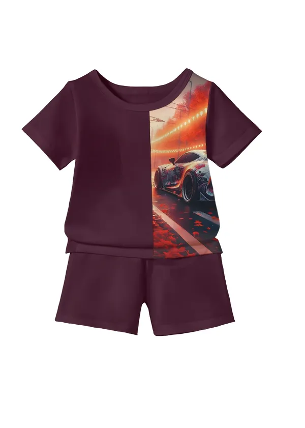 Wine_v_i_p_car_Printed_T-shirt_&_Short_Set_For_Kids